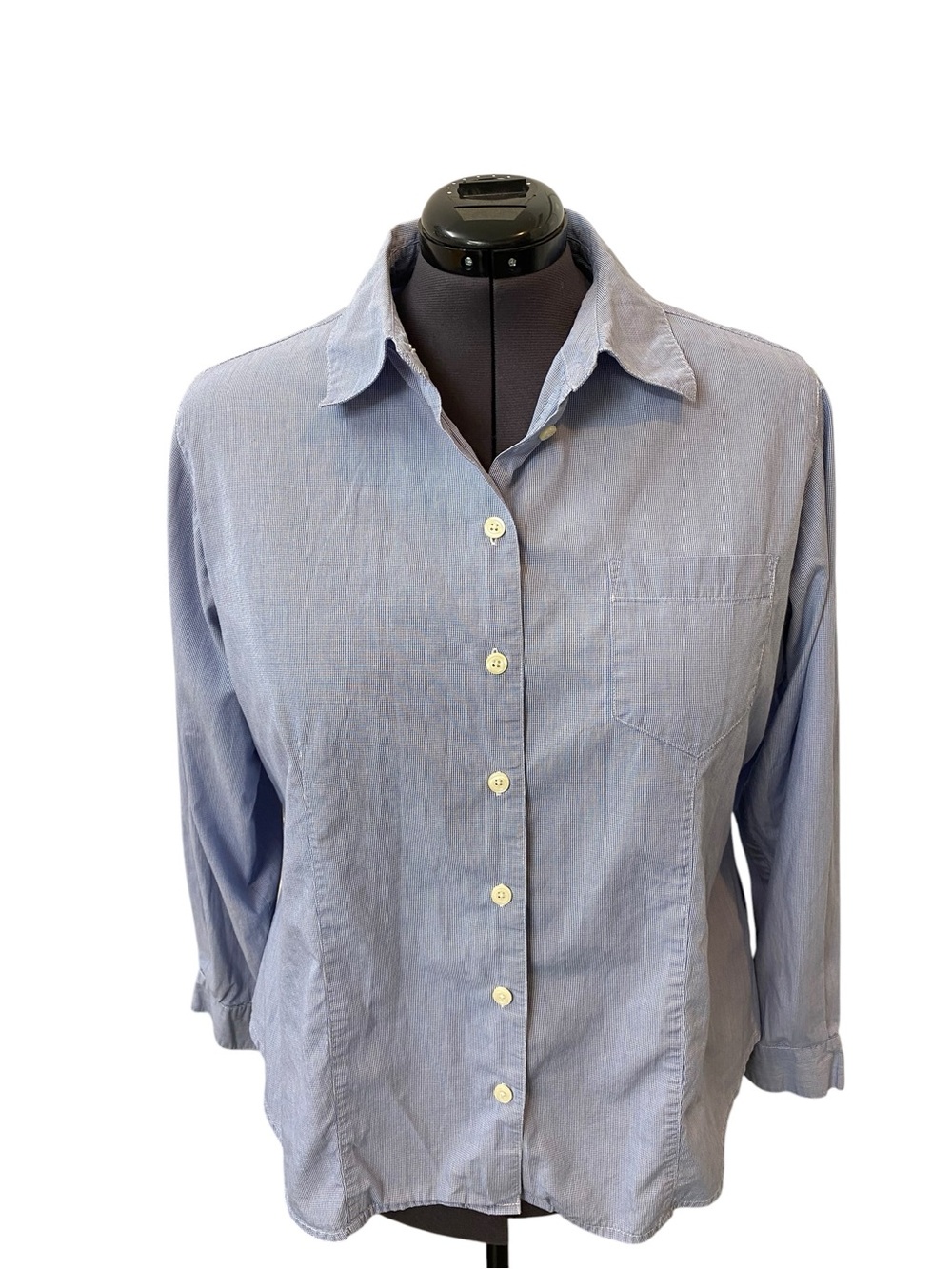 Venezia Jeans Women's plus size 18-20 Light Blue Micro check Button-Up Shirt